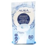 Бумага влажная Aura Ultra comfort с крышкой 80 шт