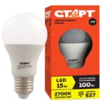 Лампочка Старт светодиодная LED GLS E27 15W теплый свет