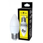 Лампа EuroLight Эконом светодиодная цоколь 27, форма C37 (свеча), мощность 6w-500 lumen, теплый свет (3000K) 1 шт