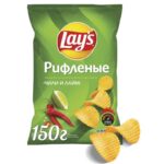 Чипсы Lays Рифленые с чили и лаймом 150 г