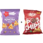 Криспы Happy Crisp цельнозерновые Пряный томат 50 г + Чипсы PopChips со вкусом барбекю 40 г