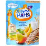 Каша Фруто Няня овсяная, банан, яблоко молочная для детей 200 г