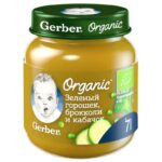 Пюре Gerber Organic с зеленым горошком брокколи и кабачком 125 г
