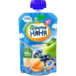 Пюре ФрутоНяня из яблок и черники с печеньем 90 г