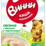 Молочная овсяная каша с яблоком и черносливом Винни, 200 г.