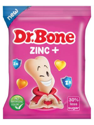 Dr.Bone ZInc+ Жевательный мармелад с низким содержанием сахара и натуральным красителем, обогащенный цинком
